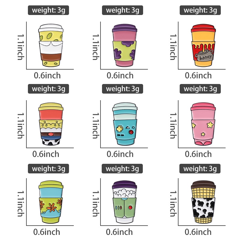 Pins De Xícara Coloridos Esmalte Broches De Café Cartoon Lapela Crachás ...
