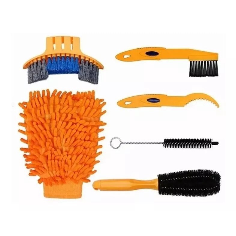 Kit limpeza bike escovas lavagem bicicleta Lavação 6 Peças