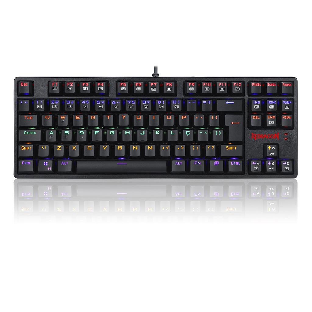 Teclado Gamer Mecânico Redragon K576R-1 ABNT2 Daksa LED Rainbow Switch Blue USB Preto