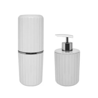 Kit de Utensílios Para Banheiro Groove Bathroom com 2 Peças Branco