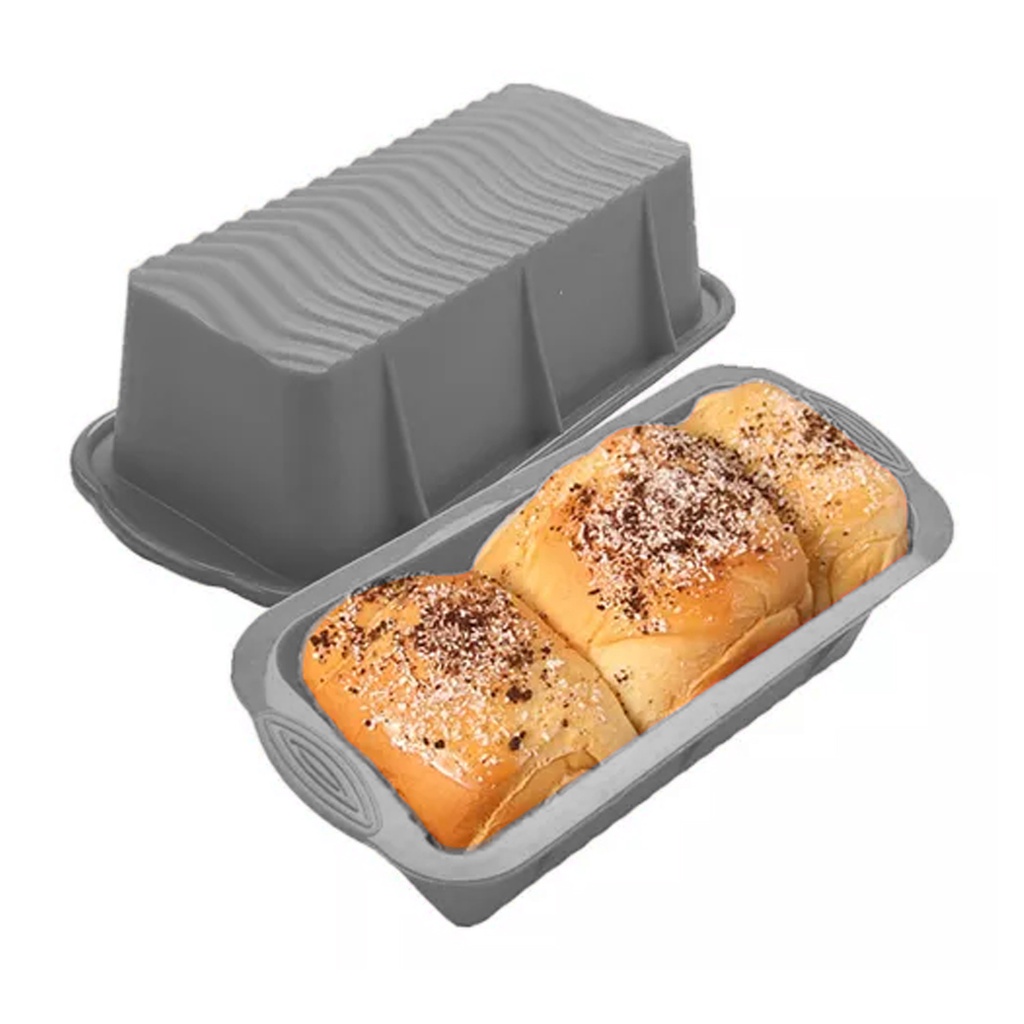 Forma De Silicone Bolo Inglês Pão Caseiro Pão Suiço Torta 11L 25cm Retangular Cinza