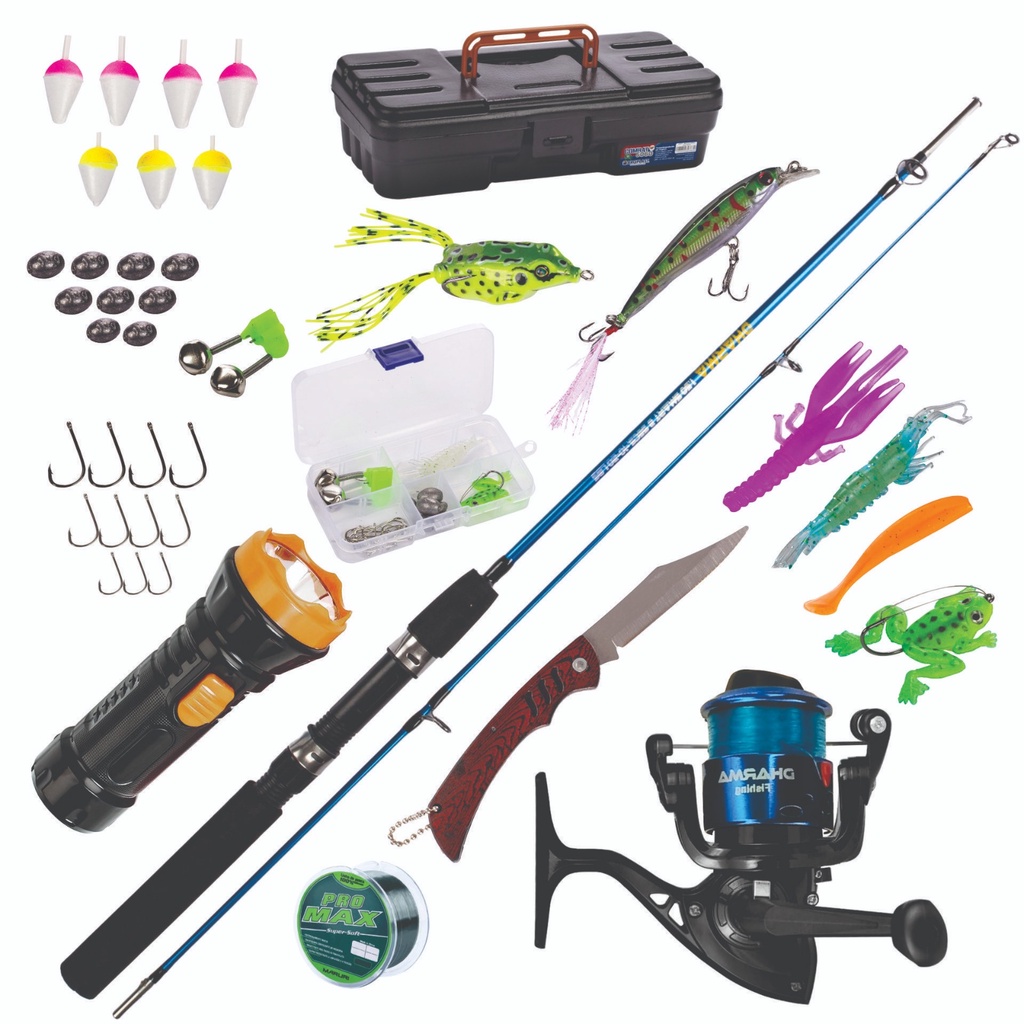 22 KIT DE PESCA 10KG COMPLETO C/1 VARA DUAS PARTES + 1 MOLINETE +