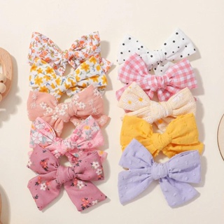 10 Pcs/lot Baby Sweet Bowknot Clipes Para Cabelo Algodão Macio Impressão Hairpins Meninas Hairgripe Fresh Kids Headwear Acessórios
