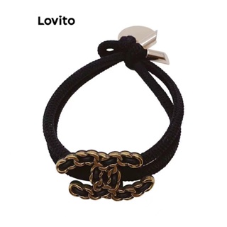 Lovito Corrente De Letras Vintage De Metal Duplo C Leve Luxo Retrô Temperamento Laços De Cabelo Para Mulheres LFA10519