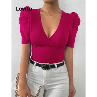 Lovito Blusa Elegante De Bolinhas Com Mangas Bufantes Para Mulheres LNL41082