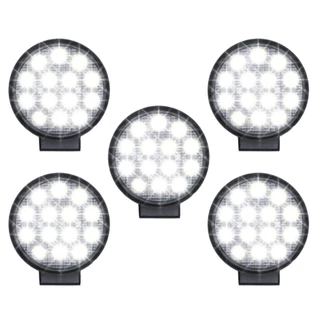Kit 5 Farol Milha 14 Led 42w 12v/24v Redondo Off-road 6000k Reforçado Agrícola Caminhão carro Barco Resistente a agua