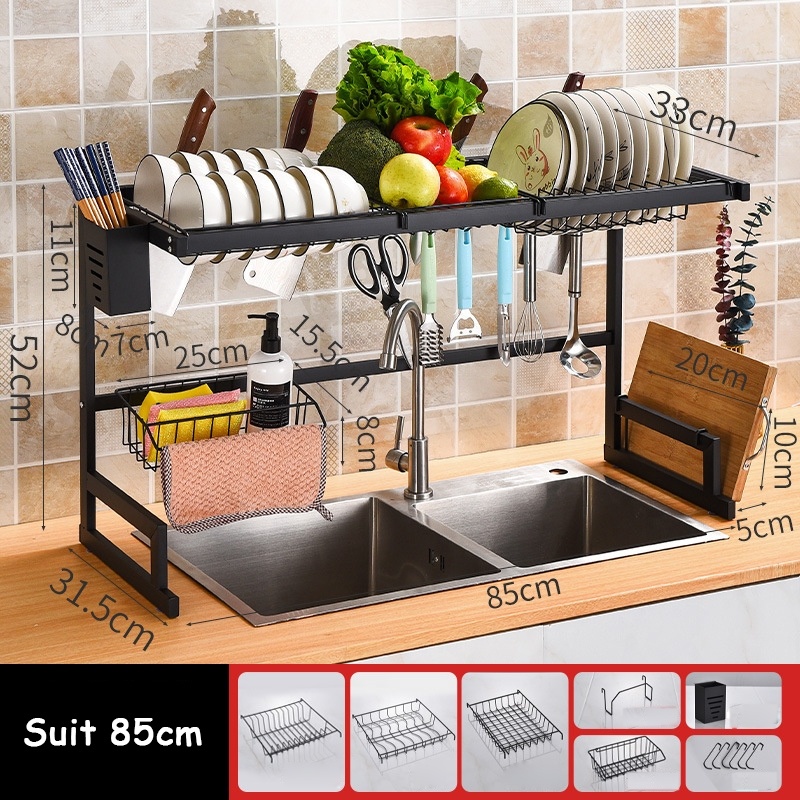 Autosustentável Cozinha Modular Suspensa- Bancada em Aço Dois tamanhos 85cm- Organizador para Cozinha- Escorredor de Talheres/Pratos/Panelas/Frutas etc.