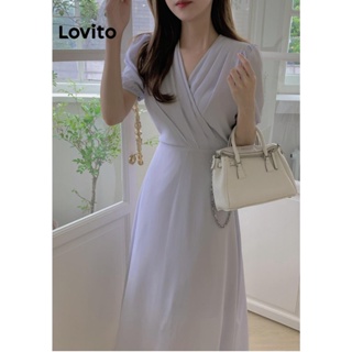 Lovito Vestido Básico Liso Elegante Para Mulheres LNE42284
