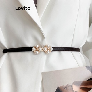 Lovito Cinto Casual De Flores Com Pérolas Lisas Para Mulheres LFA11650