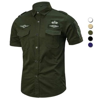 Camisa militar de verão dos homens de manga curta 101 airborne tático assalto aéreo camisas dos homens casual tamanho grande M-6XL militar IEZ4