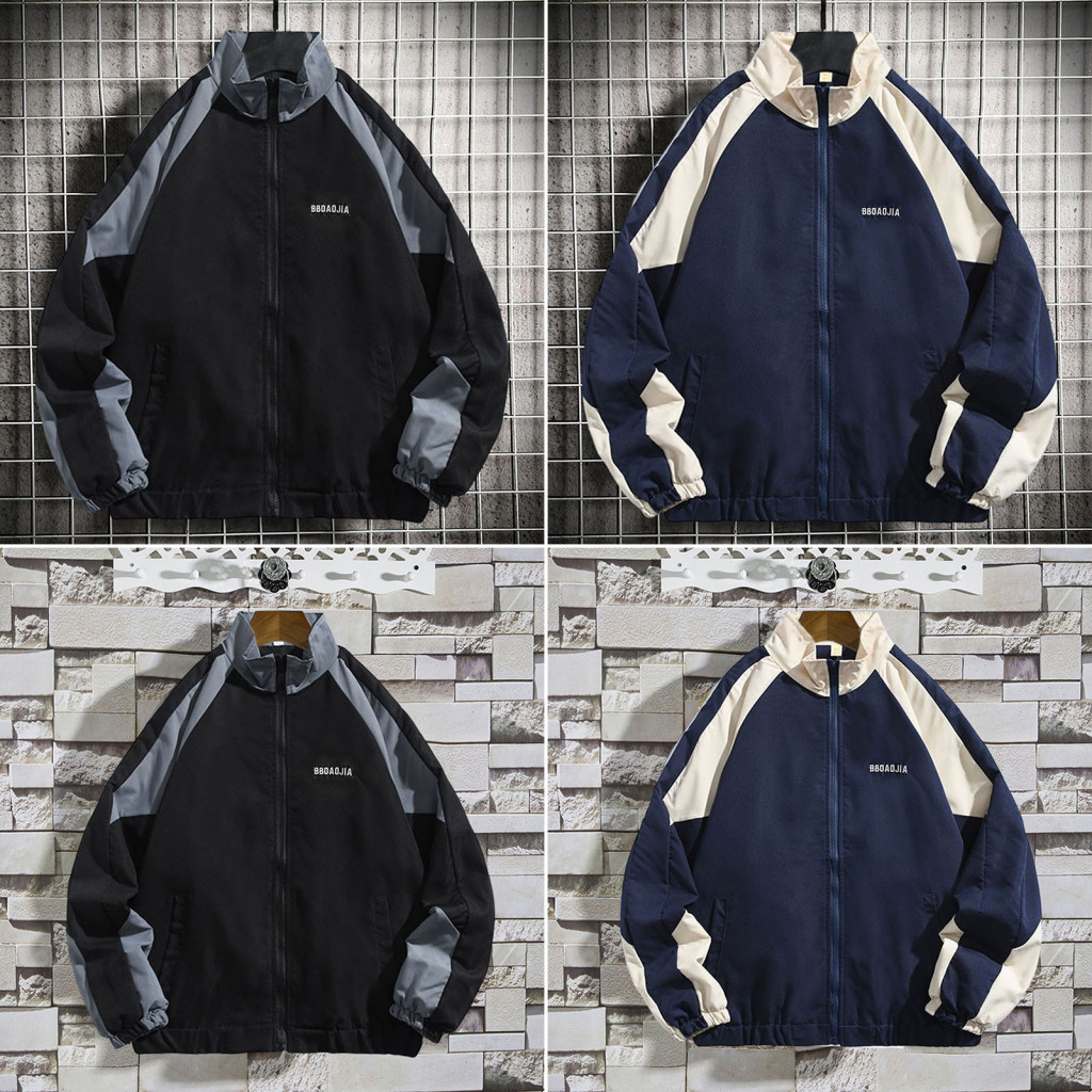 Jaqueta de inverno patchwork colorido manga comprida zíper nonfade