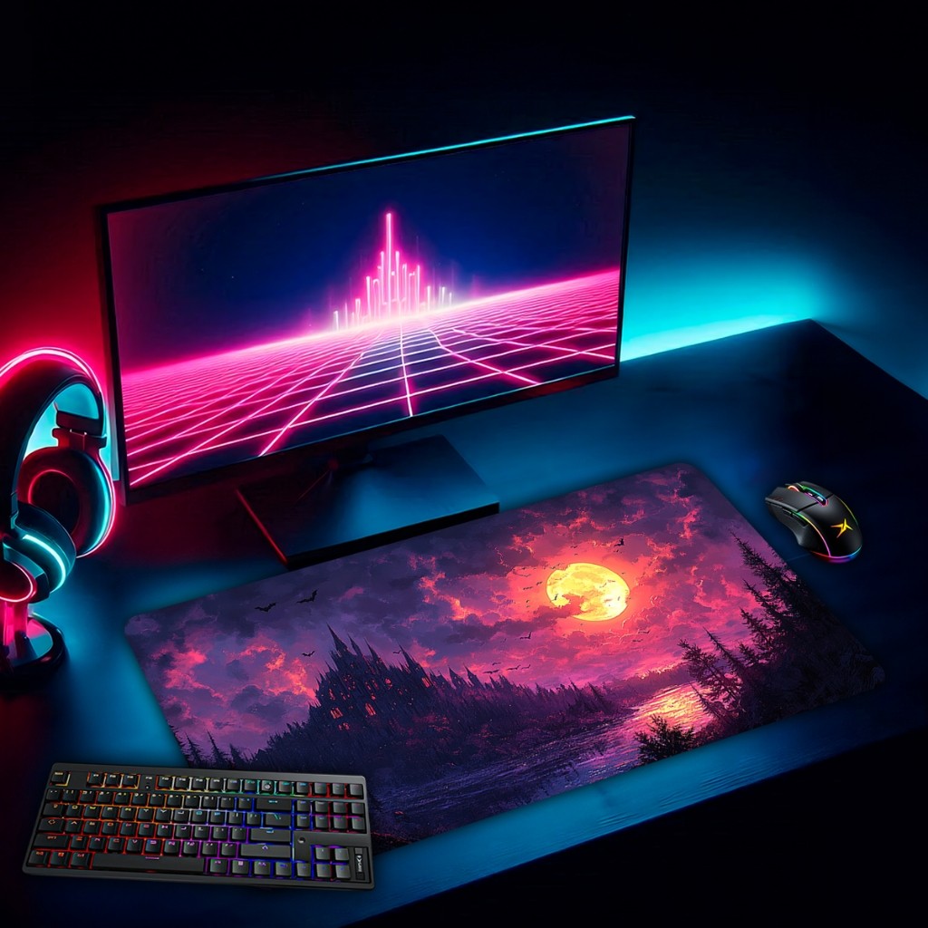 Mouse Pad Fantasia Gamer Antiderrapante Grande Estampado Personalizado 70x35 cm borda costurada