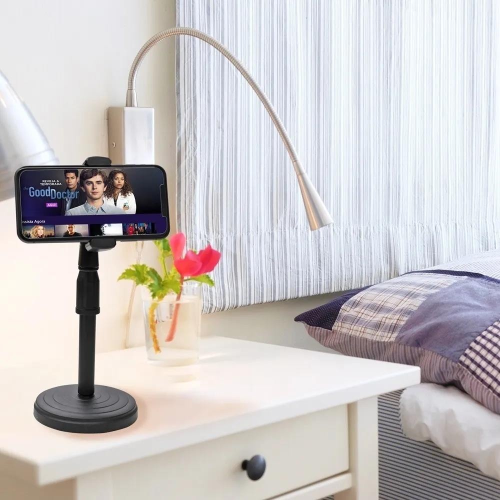 Suporte Celular Mesa 360º Ajustável - Base Pesada Para Lives E Reuniões