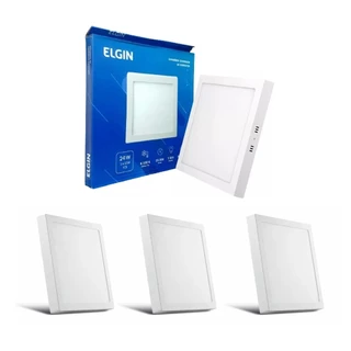 KIT 3 Painel Plafon Led Sobrepor Quadrado 24w 6500K Elgin