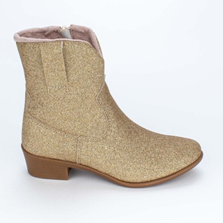 Bota Infantil Kidy Country Western Cano Médio Dourado Glitter