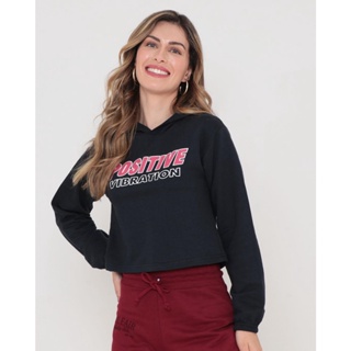 Blusa Cropped Moletom Positive Preta