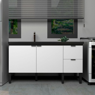 Gabinete de Cozinha Colibri 1441mm Preto e Branco Cozimax Gabinete de Cozinha Colibri 1441mm Preto e Branco Cozimax