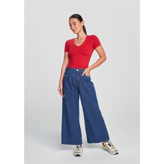 Calça Jeans Feminina Cintura Alta Wide Leg Hering