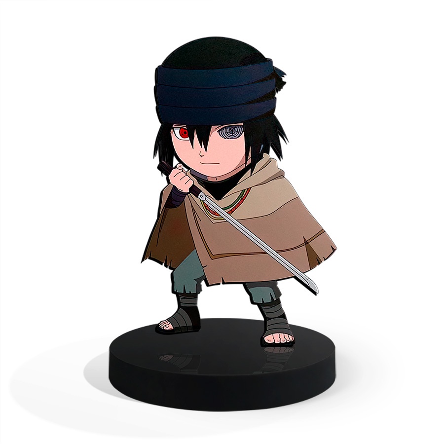 Totem Pequeno Boneco Naruto Sasuke Uchiha 7cm + Base