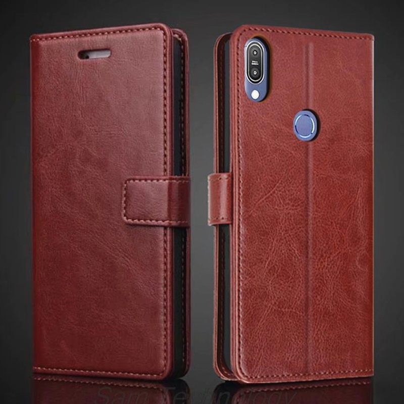 Custodia Portafoglio Con Finitura Scamosciata Per Asus Zenfone Max Pro M1 – Flip Cover Magnetica Con Slot Carte – Nero