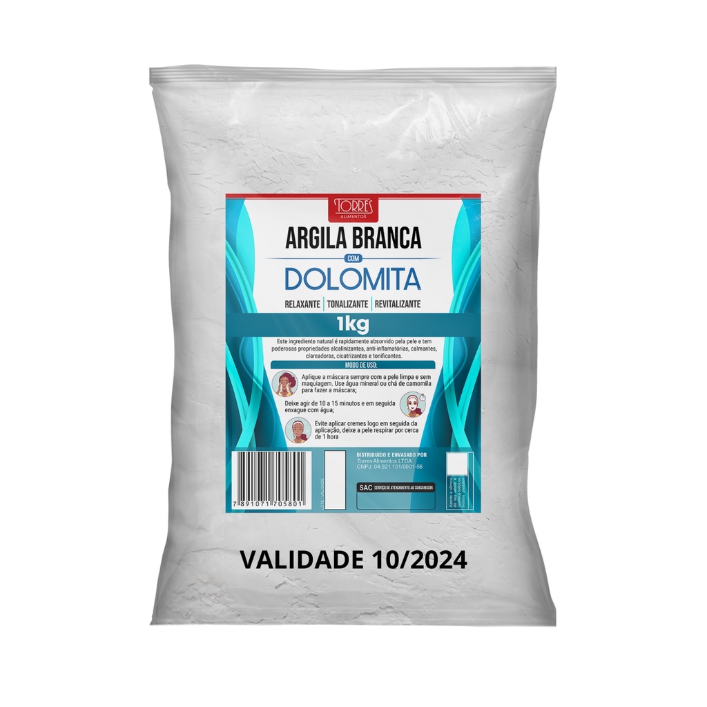 Dolomita com Argila Branca (skincare) Máscara Facial 1kg