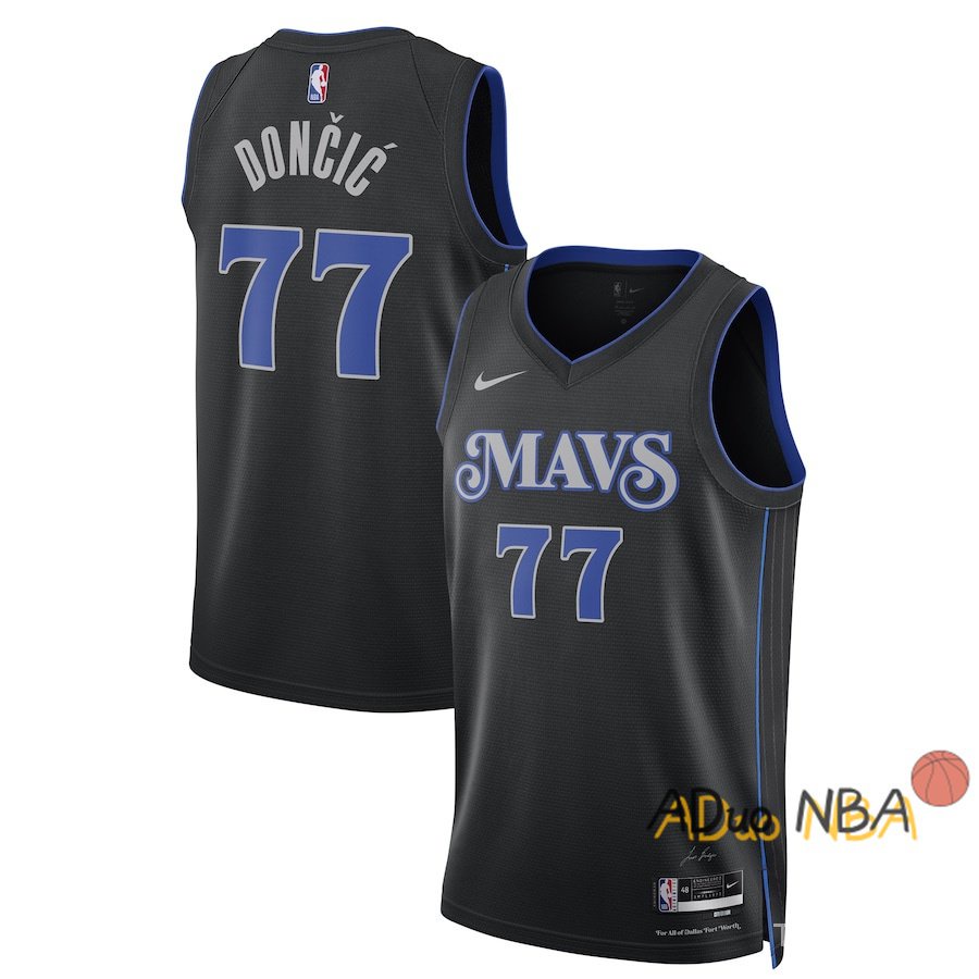 2023-24 NBA Dallas Mavericks Hot pressed Luka Dončić #77 Black Swingman City Edition de Basquetebol Jersey