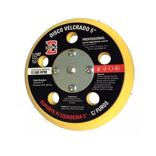 Disco Suporte 125mm 5 Pol. Lixadeira Orbital Hookit - Prato