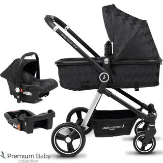 Carrinho Bebê Travel System Aston Silver/Black Premium Baby