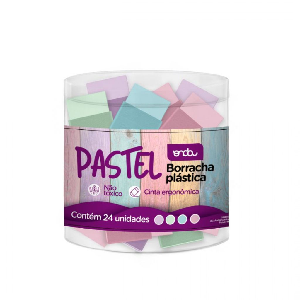 Borracha Color Pastel Sortida 24 Unidades - Onda | Shopee Brasil