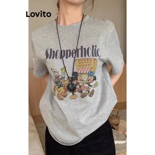Lovito Camiseta Feminina Casual Com Padrão De Desenho Animado LNA41221
