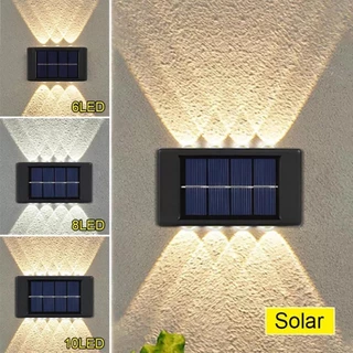 6 LED Luz Solar Para Jardim De Parede Com Sensor Automático À Prova D'água Iluminação Externa De Natal Decoração Cerca Pátio Da Casa Do Villa Paisagem Quente