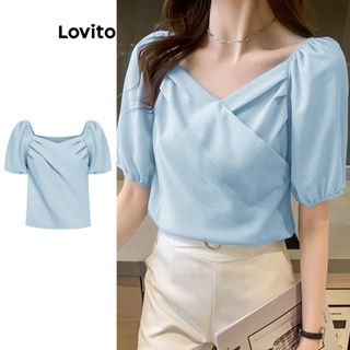 Lovito Blusa Casual Simples Para Mulheres L73AD006