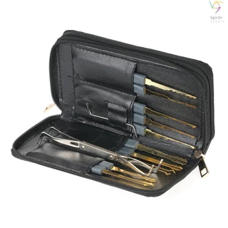 [BG] Conjunto De Ferramentas Profissionais De Desbloqueio De Fechaduras 24pcs Prática Com Estojo De Couro Para Chaveiros Iniciantes # beautygirl