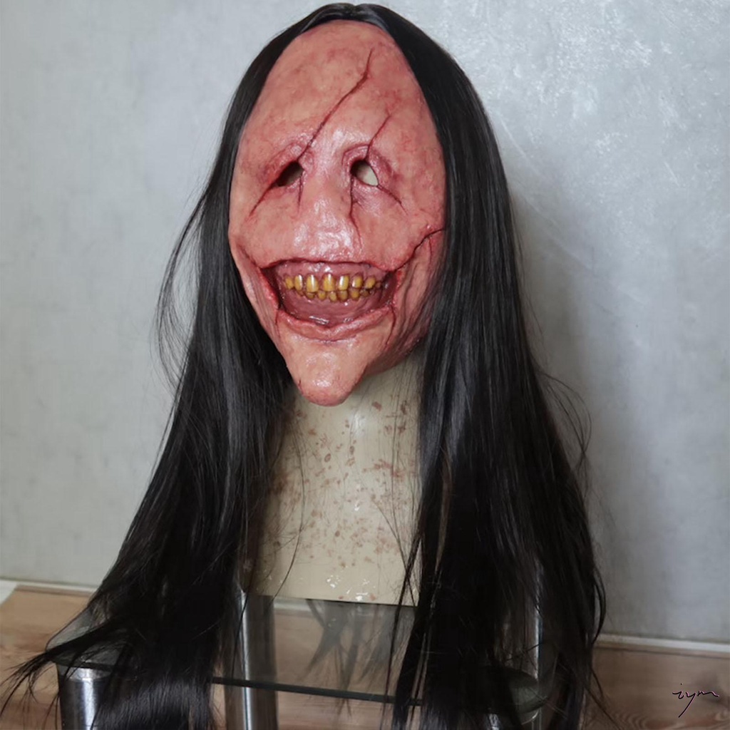 Máscara De Halloween Demoníaca Assustadora Cosplay Com Cabelos Compridos