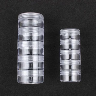 Torre Para Glitter Pequena Cristal Com 5 Potinhos Acrílicos Porta Decoração De Unhas Gel