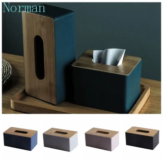 Caixa De Lenços NORMAN , Porta-Guardanapos Quadrado De Plástico , Tampa De Madeira Maciça De Bambu Destacável Elegante Organizador De Armazenamento De Papel Doméstico