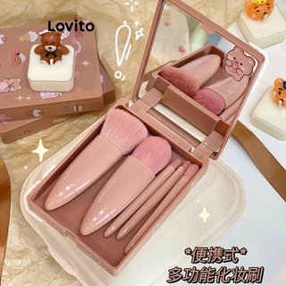 Lovito Beleza 5 Tipos de Peças Multifuncionais Pincéis e Espelho para Maquiagem Feminina LBT01034