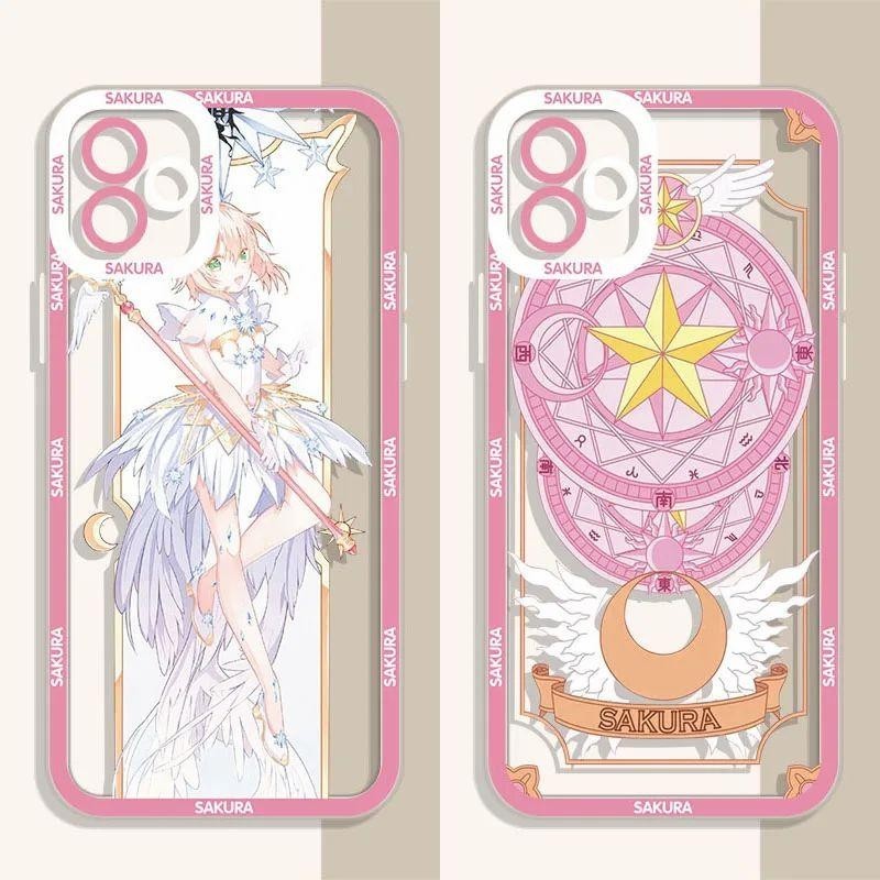 Capa Para Telefone Samsung Galaxy A54 A14 5G A15 A25 S23 FE S24 Plus S23 Ultra Anime Cardcaptor Sakura Soft Clear TPU Quadrado À Prova De Choque Anti-Fino