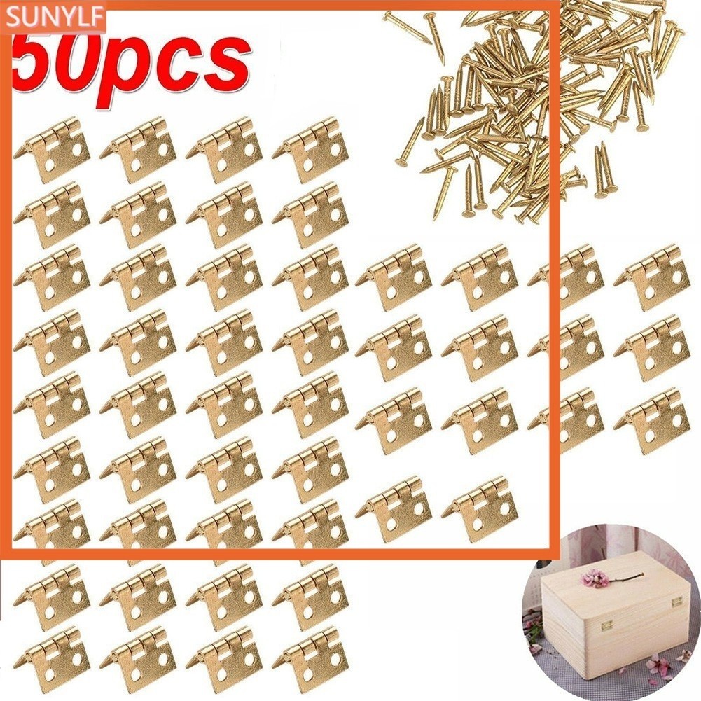 AZP 50pcs Mini Dobradiça De Latão Para Pequenas Portas De Artesanato Acessórios Ouro 8 * 10mm