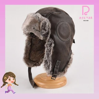 MOLYBR Ski Ushanka , Chapéu De Inverno Com Proteção Para Orelha Quente , Mulher Homem Pele De Couro Forro De Neve Aba De