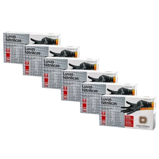 Luva Nitrílica Preta caixa com 100 descarpack Tamanho G - Kit com 6 unidades