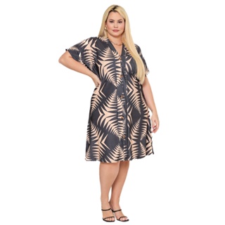 Vestido Estampado Plus Size Feminino Manga curta