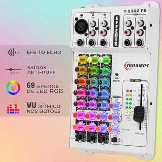 Mesa de Som Automotiva Taramps Multicolor LED RGB 69 Efeitos T0302 FX
