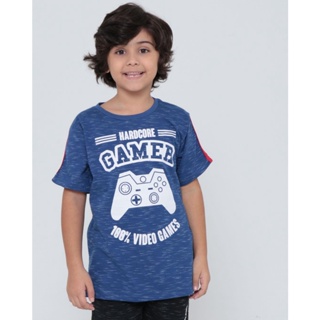 Camiseta Infantil Estampa Gamer Azul