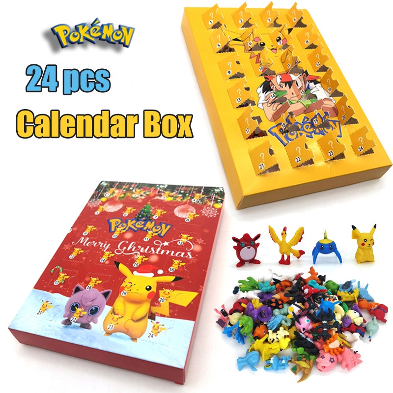 24 pçs pokemon mais novo feriado temático série caixa aleatória brinquedos  anime figura de ação para