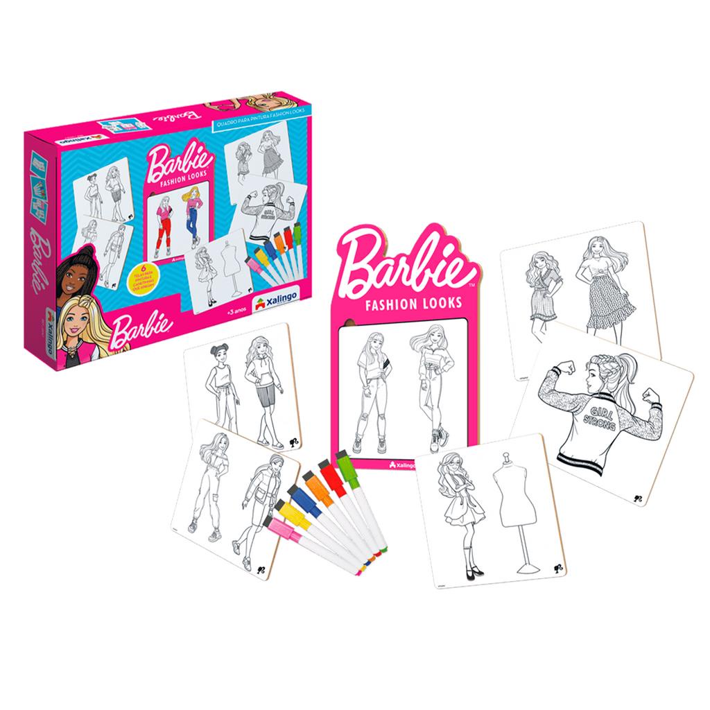 Brinquedo Quadro Para Colorir Barbie Fashion Looks Jogo De Desenho