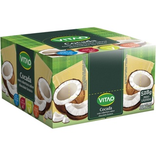 Cocada Tablete Zero Cobertura Chocolate Branco Vitao 22g com 24un