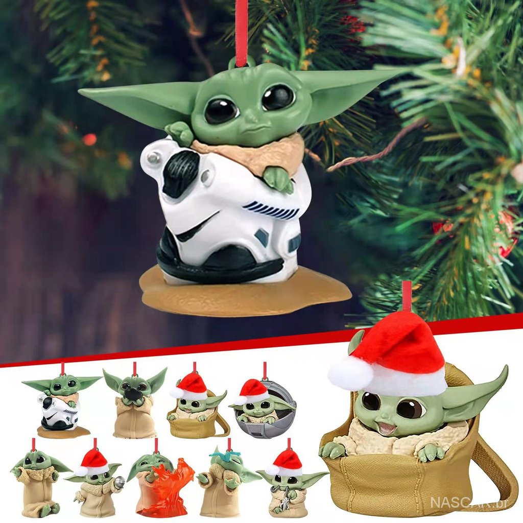 Baby Yoda/Santa Claus/Christmas Tree Hanging Decorações para a decoração Home/material Acrílico