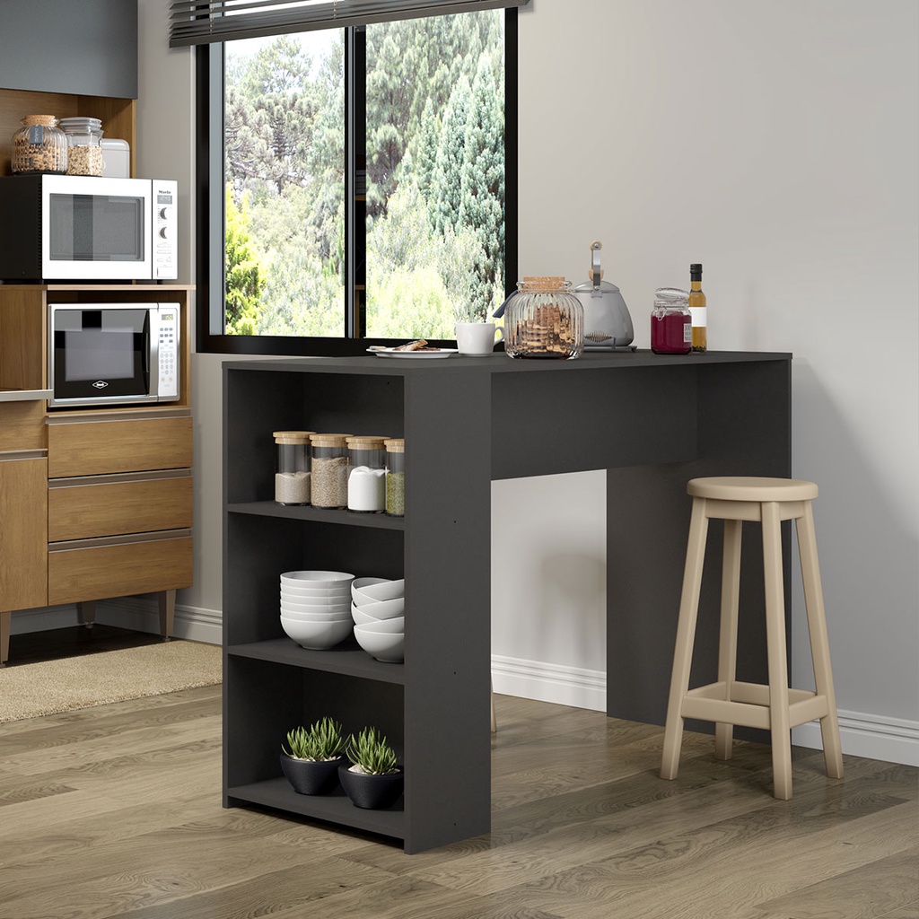 Bancada Gourmet para Cozinha Americana 136 x 93 x 50 Cm MDP Cinza 0565 ...