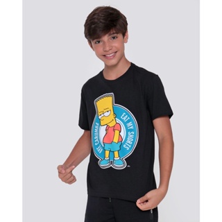 Camiseta Juvenil Estampa Bart Simpson Preta